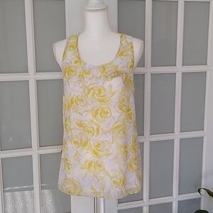 The Limited White and Yellow Floral Sleeveless Blouse